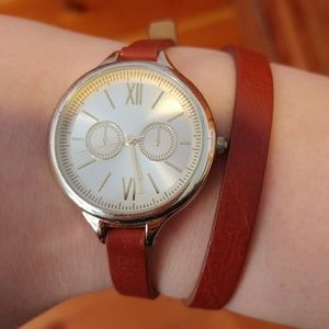 Double wrap leather watch